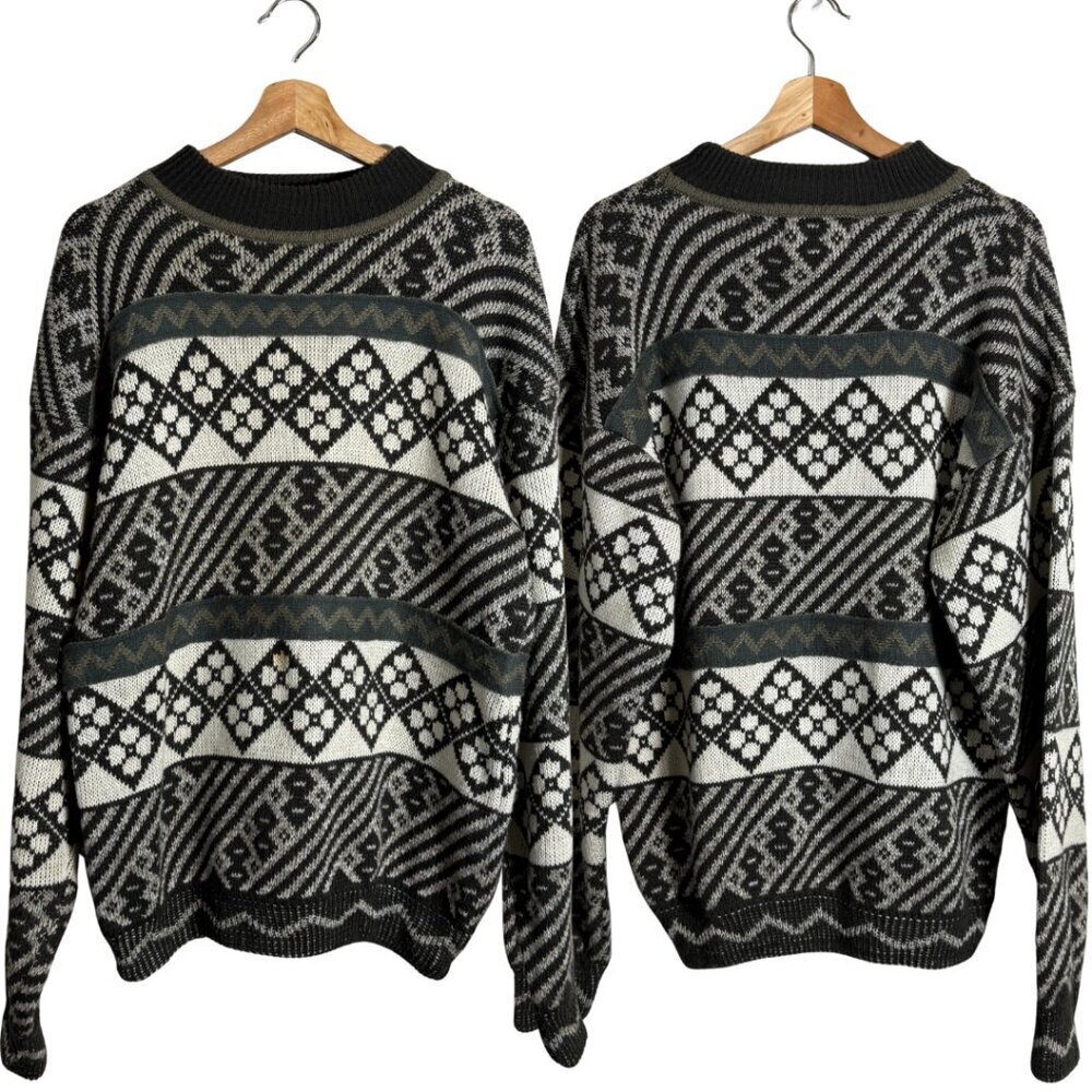 Vintage Geometric Eclectic Grandpa Sweater Pullover Men's Large 90s Retro Comfy